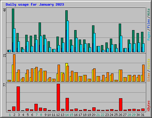 Daily usage for January 2023
