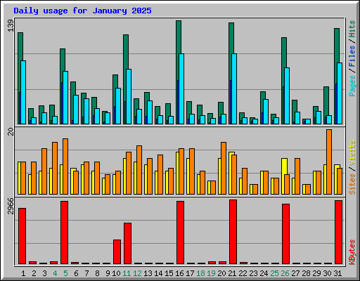 Daily usage for January 2025